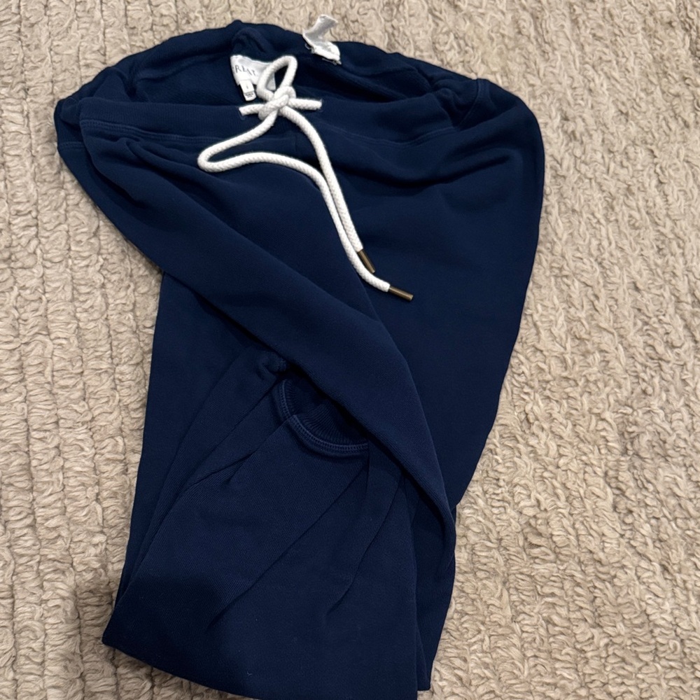 THE GREAT. Deep Blue Joggers with White Drawstring